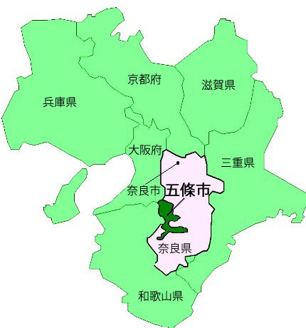 奈良県五條市の地図
