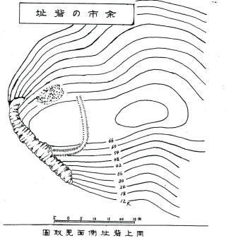 図:フルカチャシ(天内山チャシ)の見取図(右下が東中学校方向、『天内山』より)