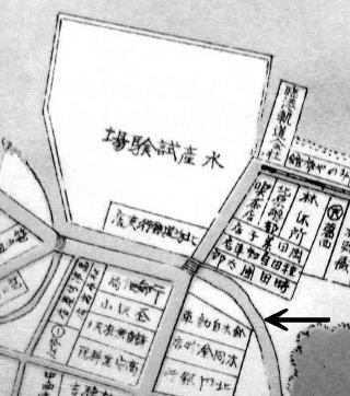 図:鈴木自動車 ※図左上は水産試験場:(昭和8年の『余市町市街明細図』より)