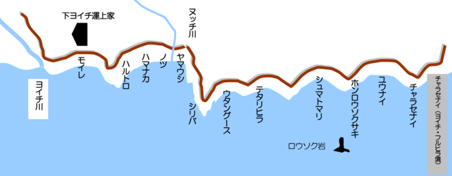 図:武四郎の著述に見られる余市地方の地名の主なもの