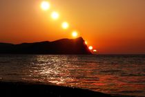 シリパ岬へ沈む夕日の写真